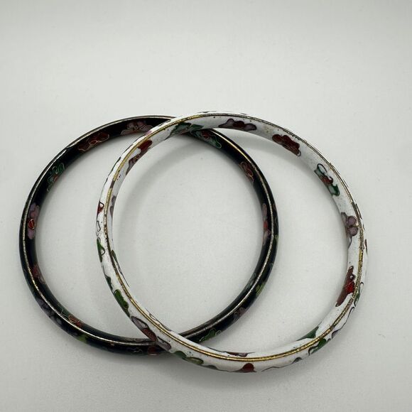 You pick! White or black floral cloisonne bangle bracelet, size 8.5! - Picture 15 of 15